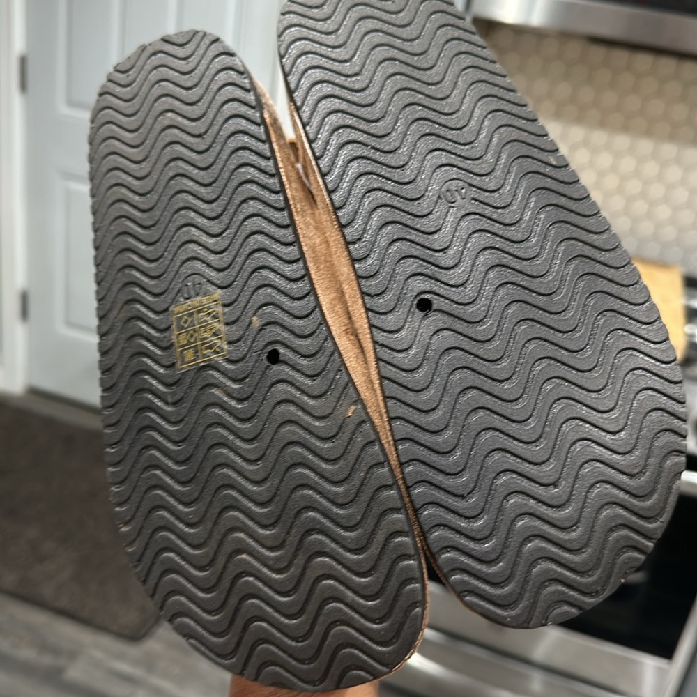 Camel Colored Slides, Suede Size 9 - image 2